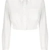 Camicia cropped in cotone
