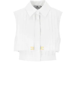 Camicia cropped in cotone