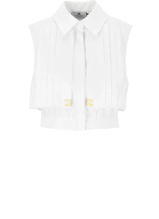 Camicia cropped in cotone