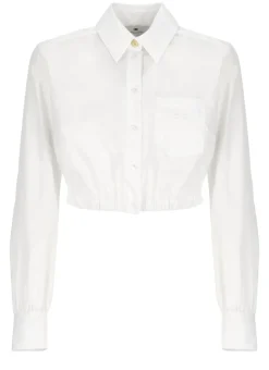 Camicia cropped in cotone