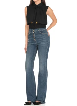 Camicia cropped in cotone