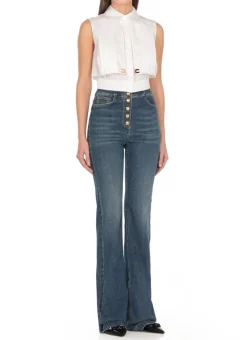 Camicia cropped in cotone