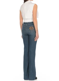 Camicia cropped in cotone