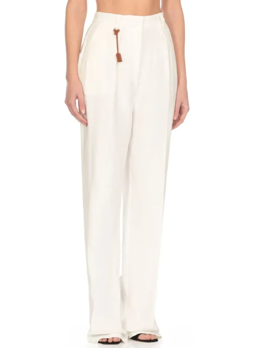 Pantaloni in viscosa e lino