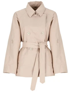 Trench corto in misto lino e cotone