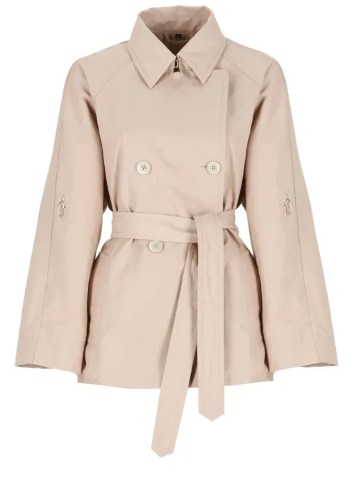 Trench corto in misto lino e cotone