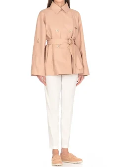 Trench corto in misto lino e cotone