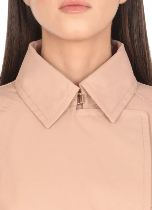 Trench corto in misto lino e cotone